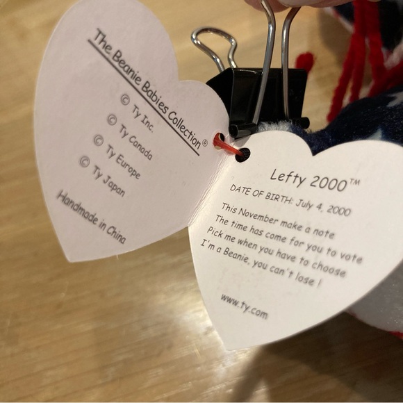 NWT Vintage “Lefty 2000” Beanie Baby. Date of birth 7/4/2000. - Picture 8 of 16